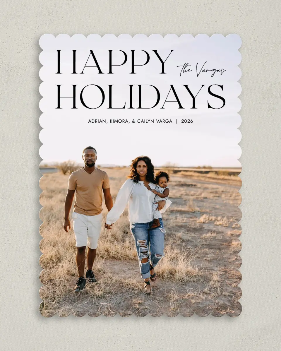 This is a 5" x 7" Christmas Card called Stylish Holiday printed in full color on Premium Smooth paper on Premium Smooth paper on Premium Smooth paper