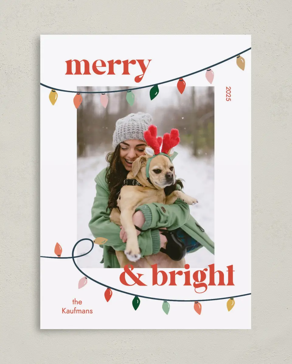 This is a 5" x 7" Christmas Card called Bright Lights printed in full color on Premium Smooth paper