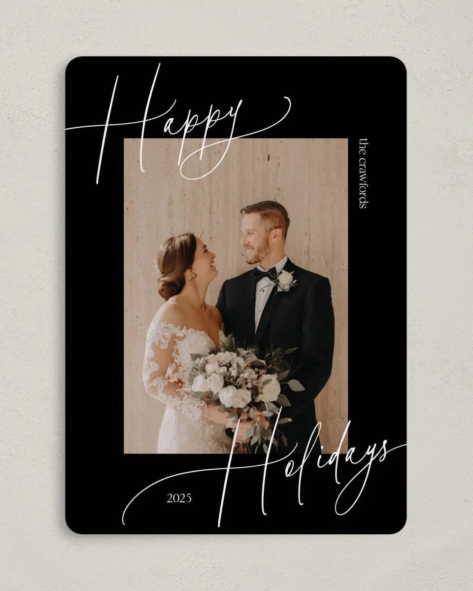 This is a 5" x 7" Christmas Card called Scripted Message printed in full color on Premium Smooth paper