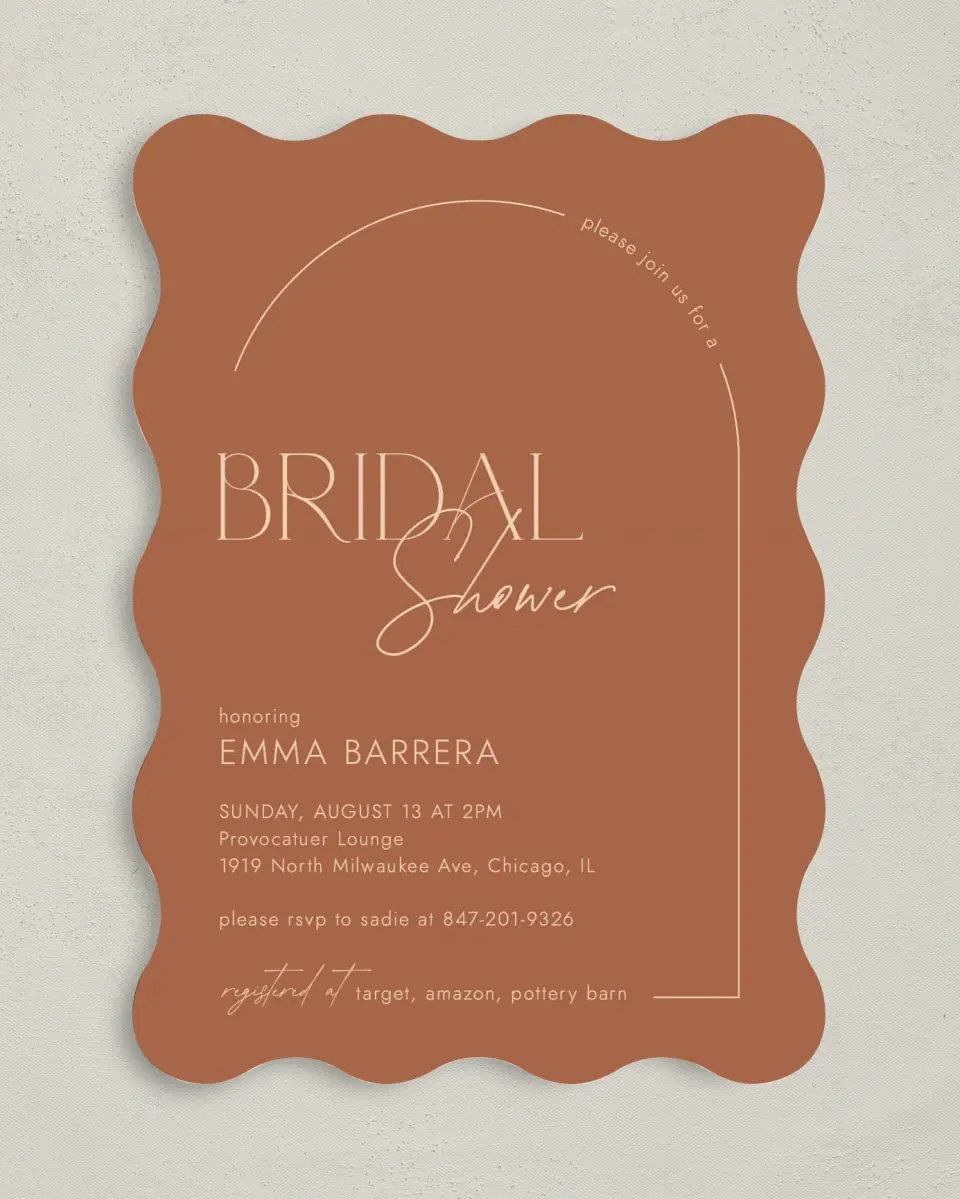 This is a 5" x 7" Bridal Shower Invitation called Mod Miss printed in full color on Premium Smooth paper