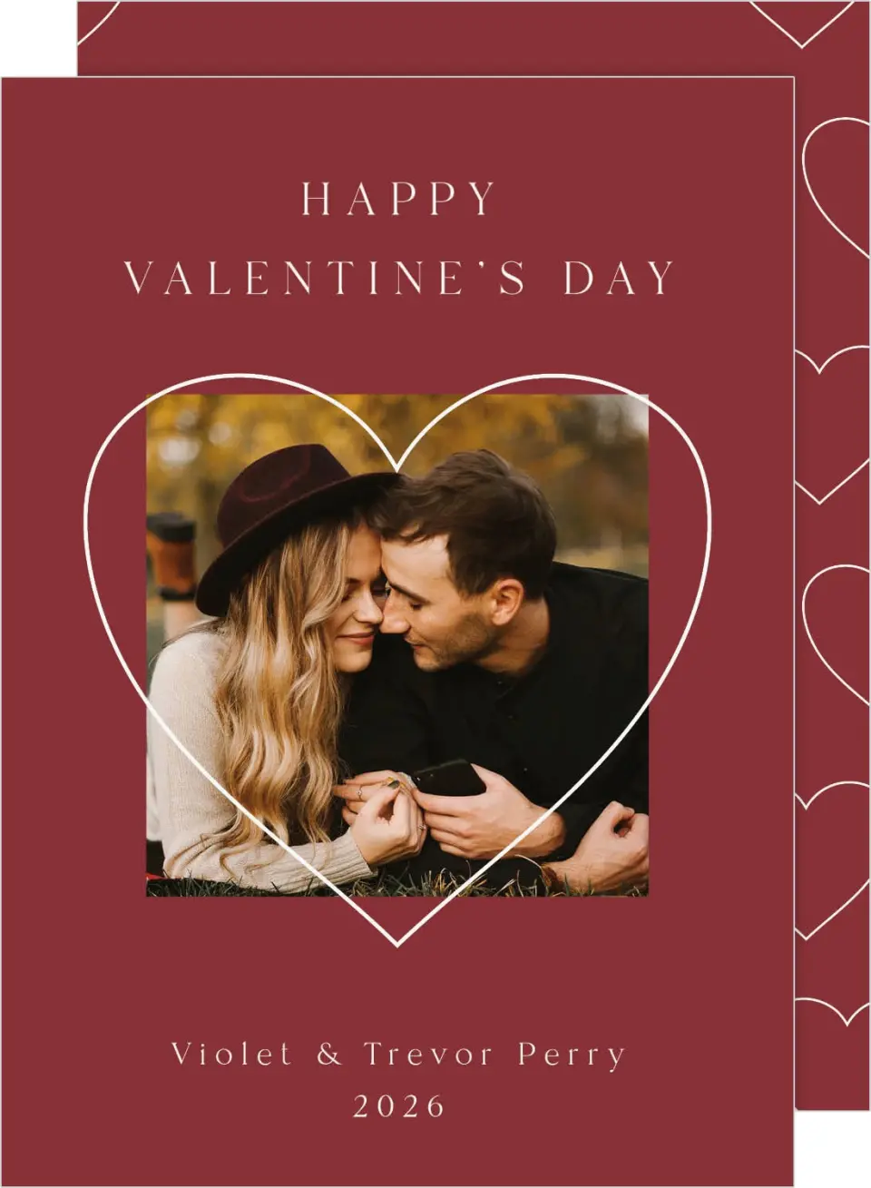This is a 5" x 7" Valentine's Day Card called Simple Sweetheart printed in full color on Premium Smooth paper