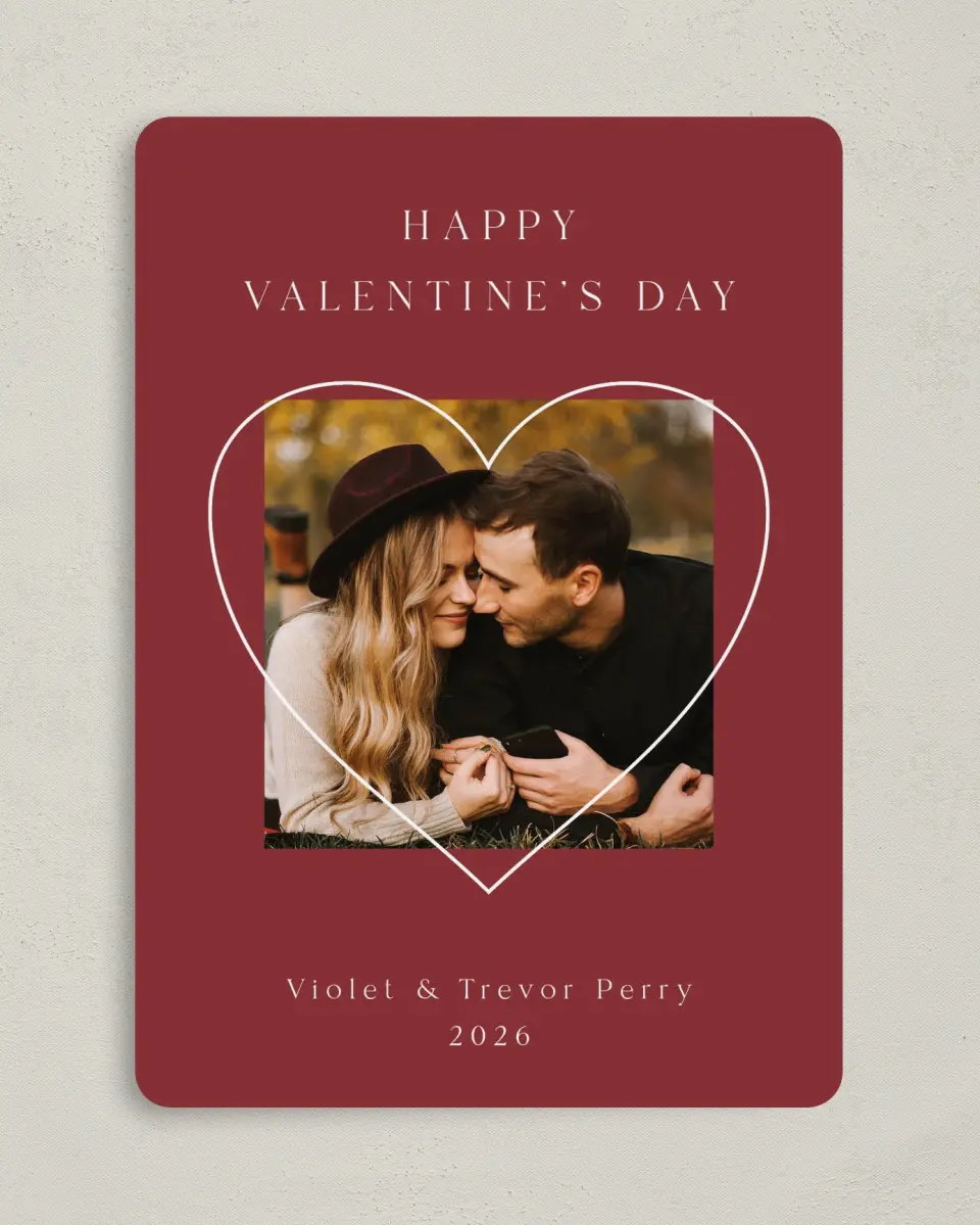 This is a 5" x 7" Valentine's Day Card called Simple Sweetheart printed in full color on Premium Smooth paper