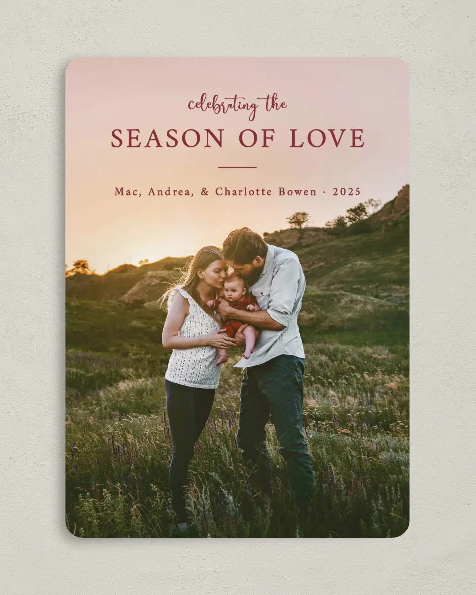 This is a 5" x 7" Valentine's Day Card called Season of Love printed in full color on Premium Smooth paper