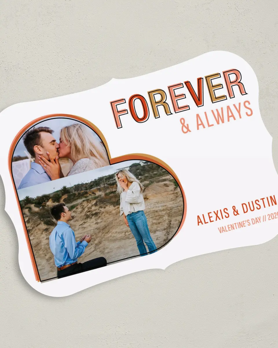 This is a 5" x 7" Valentine's Day Card called Forever Valentines printed in full color on Premium Smooth paper