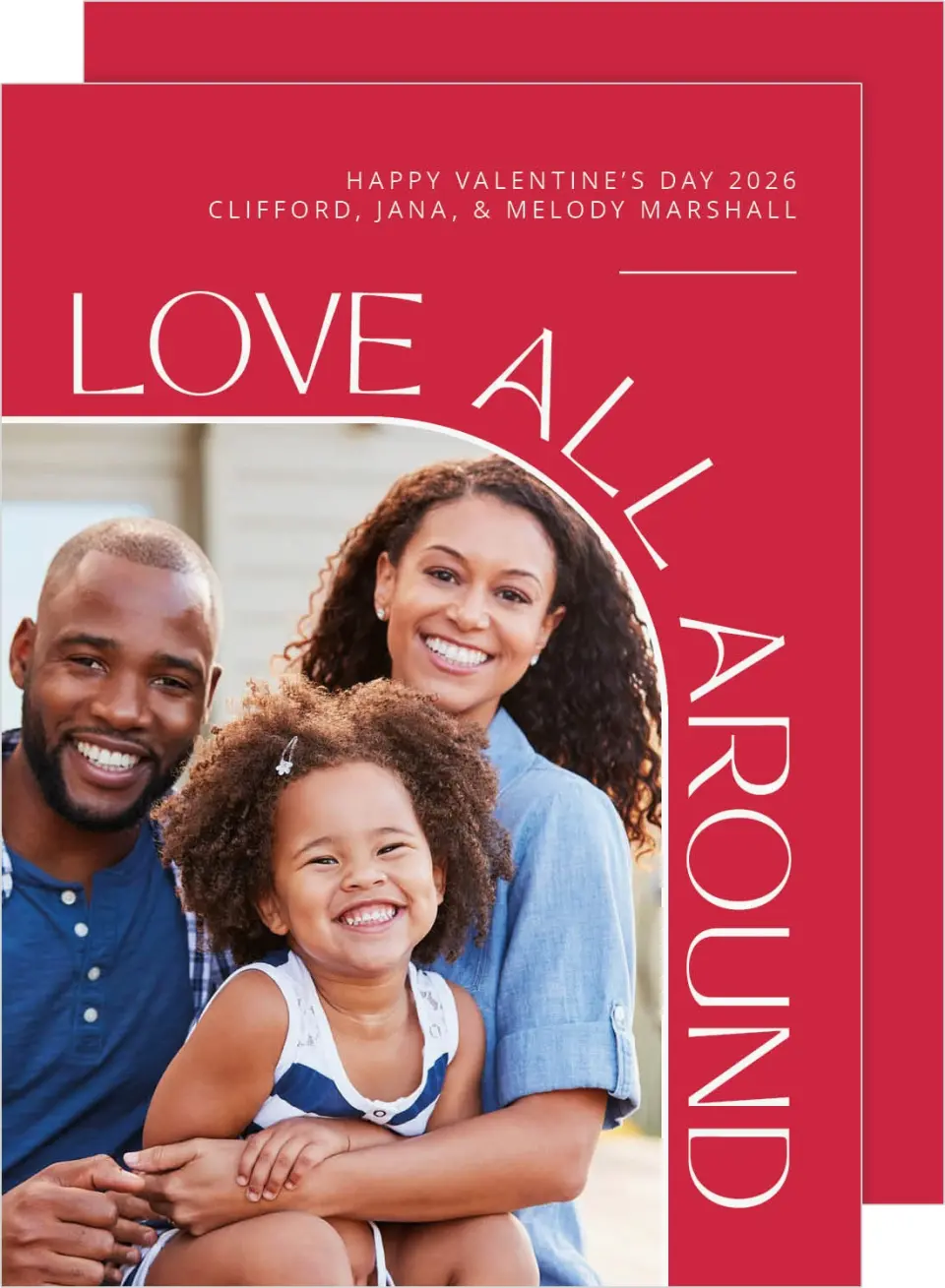 This is a 5" x 7" Valentine's Day Card called Love All Around printed in full color on Premium Smooth paper