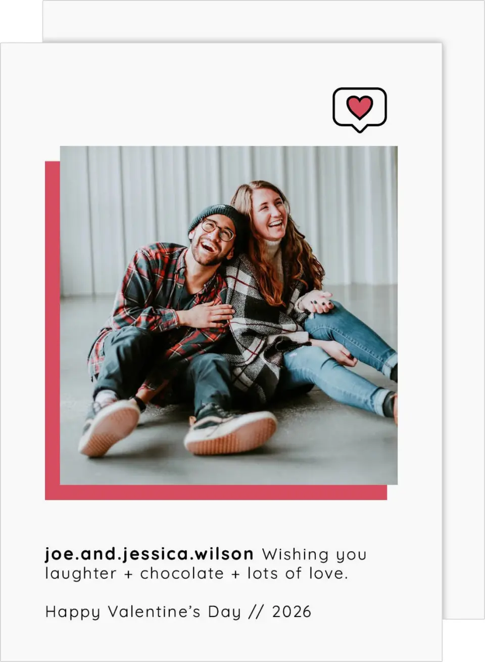 This is a 5" x 7" Valentine's Day Card called Social Sentiment printed in full color on Premium Smooth paper