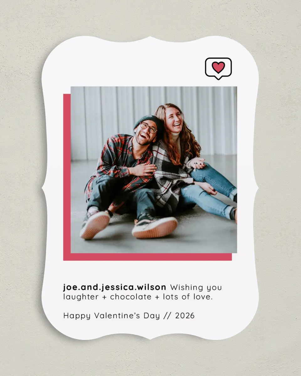 This is a 5" x 7" Valentine's Day Card called Social Sentiment printed in full color on Premium Smooth paper