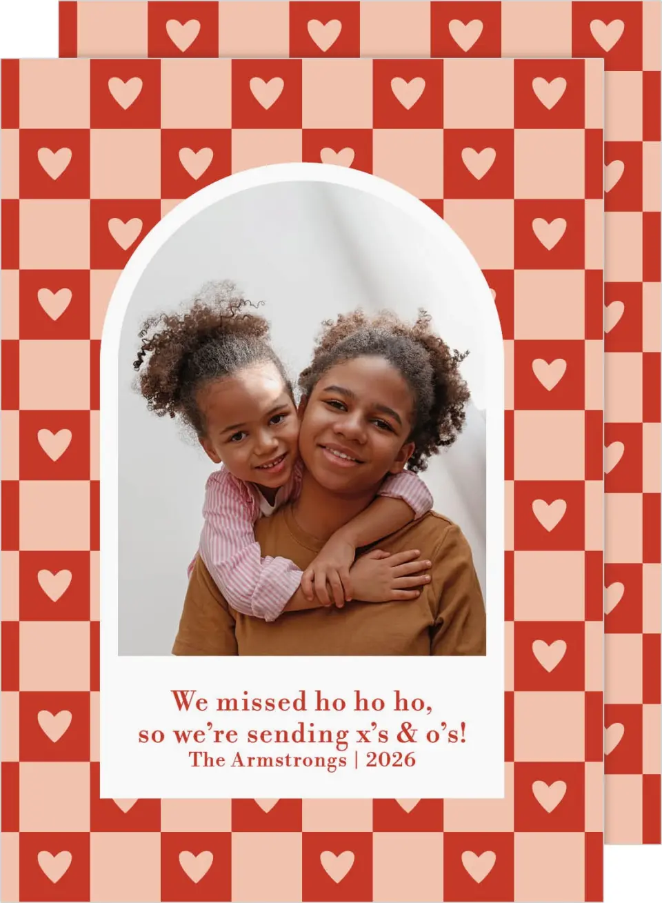 This is a 5" x 7" Valentine's Day Card called Checkered Charm printed in full color on Premium Smooth paper