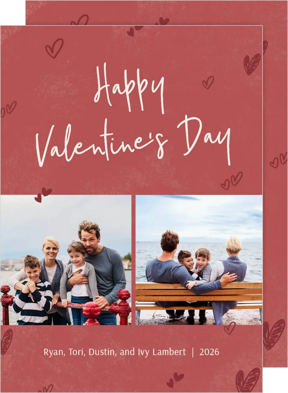 This is a 5" x 7" Valentine's Day Card called Handdrawn Hearts printed in full color on Premium Smooth paper