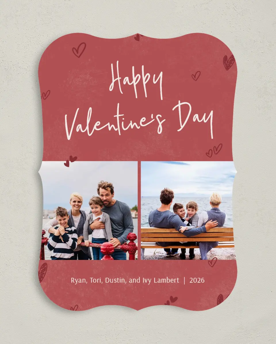 This is a 5" x 7" Valentine's Day Card called Handdrawn Hearts printed in full color on Premium Smooth paper