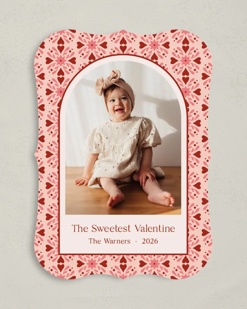 This is a 5" x 7" Valentine's Day Card called Sweetest Valentine printed in full color on Premium Smooth paper
