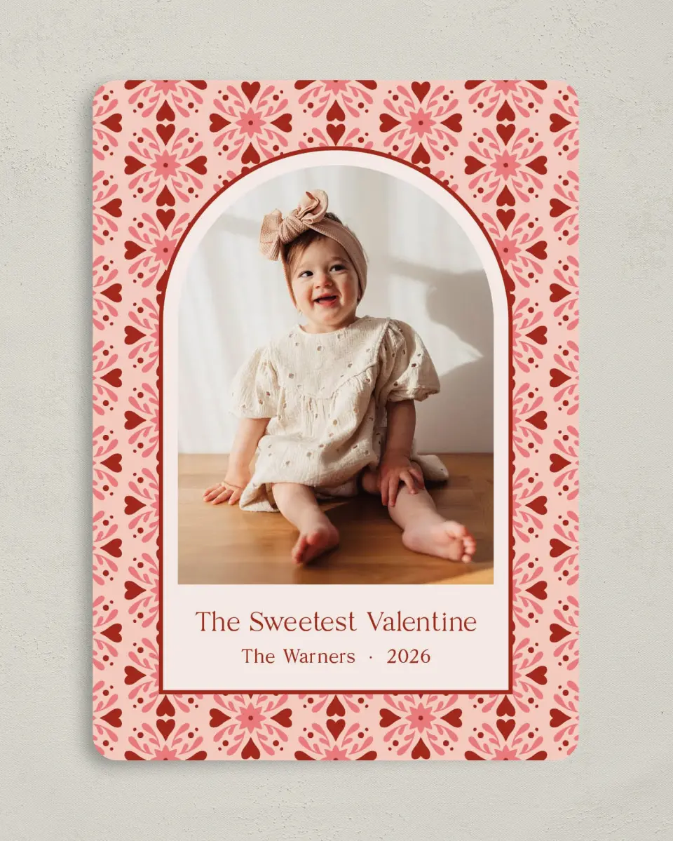 This is a 5" x 7" Valentine's Day Card called Sweetest Valentine printed in full color on Premium Smooth paper