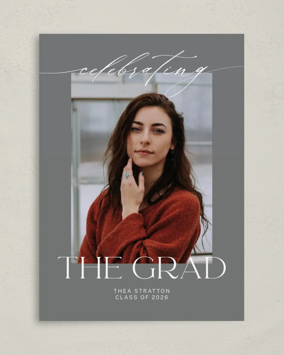 This is a 5" x 7" Graduation Announcement Card called Cool Celebration printed in full color on Premium Smooth paper