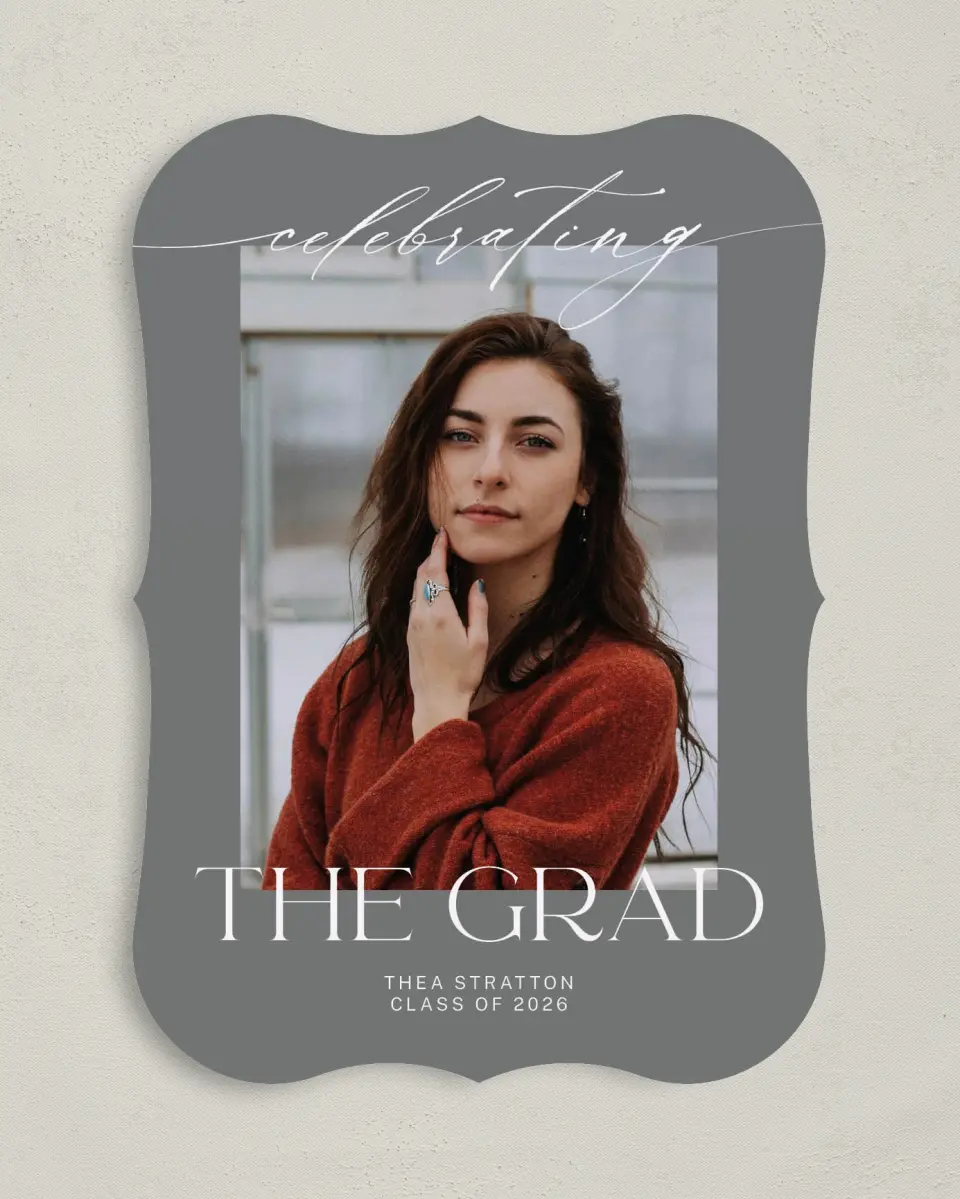 This is a 5" x 7" Graduation Announcement Card called Cool Celebration printed in full color on Premium Smooth paper