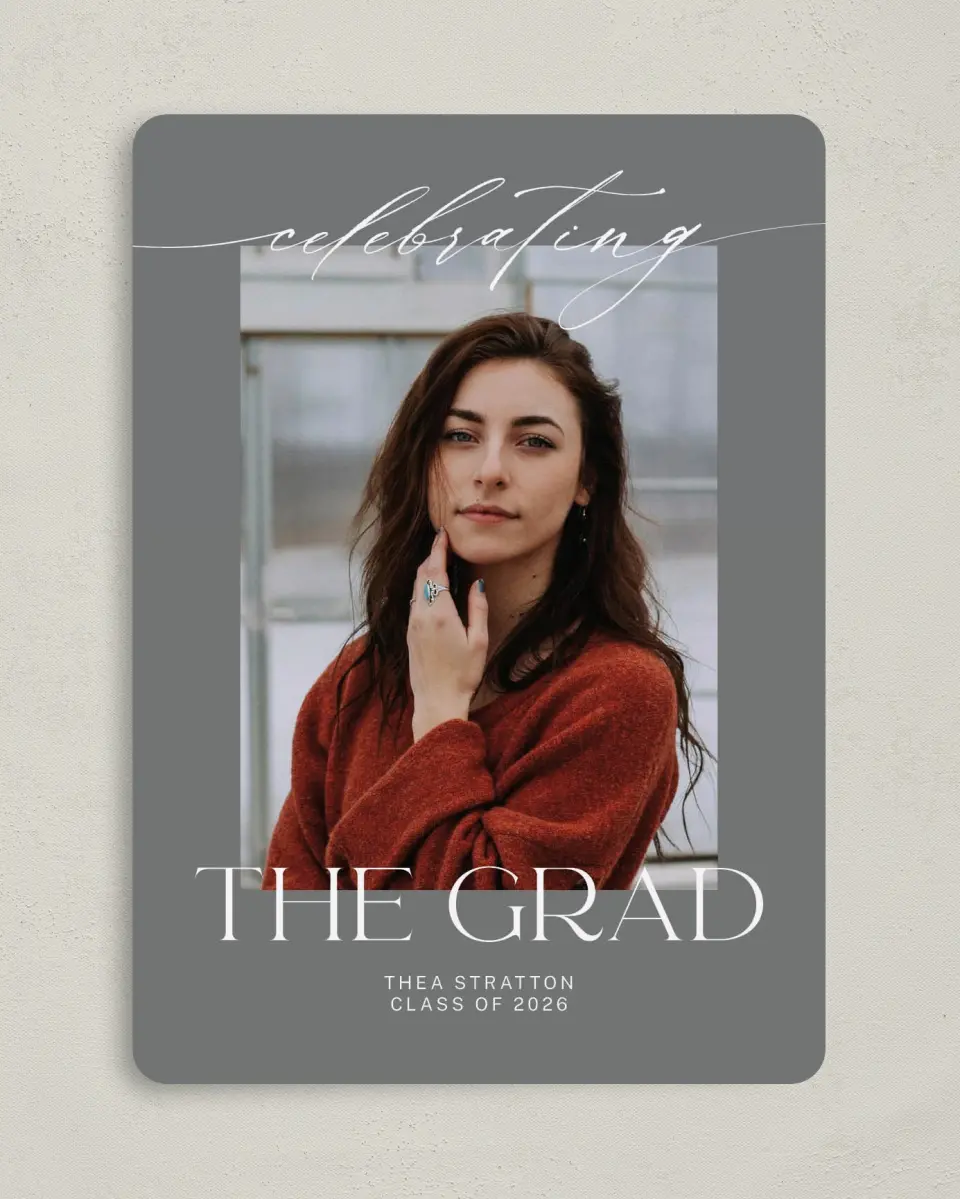 This is a 5" x 7" Graduation Announcement Card called Cool Celebration printed in full color on Premium Smooth paper