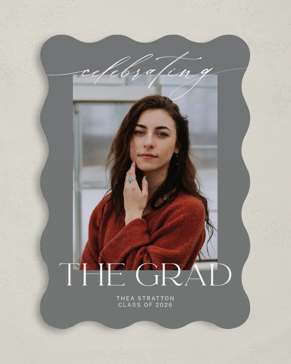 This is a 5" x 7" Graduation Announcement Card called Cool Celebration printed in full color on Premium Smooth paper