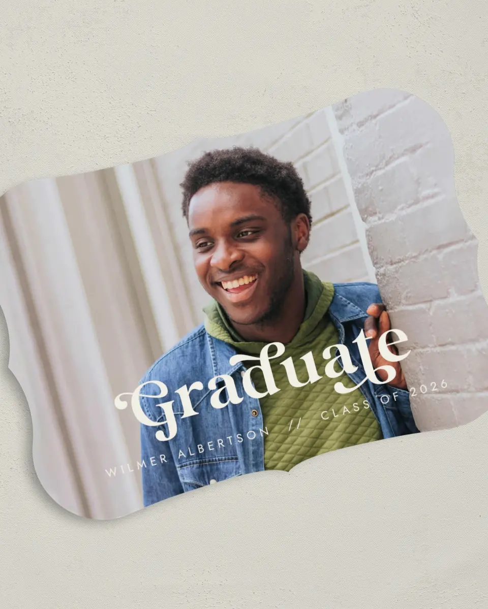 This is a 5" x 7" Graduation Announcement Card called Flourishing Graduate printed in full color on Premium Smooth paper