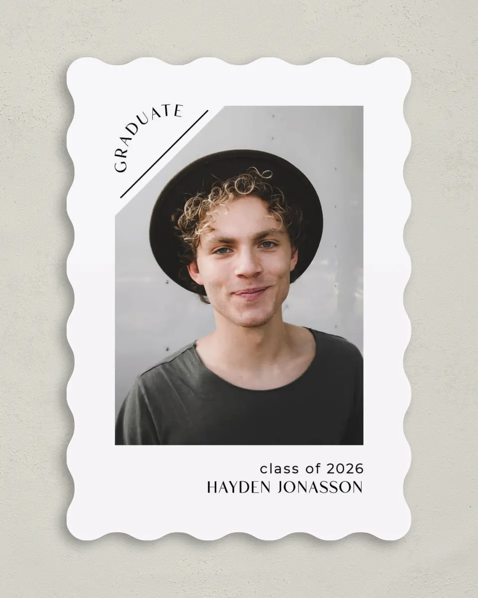 This is a 5" x 7" Graduation Announcement Card called Slice of Success printed in full color on Premium Smooth paper