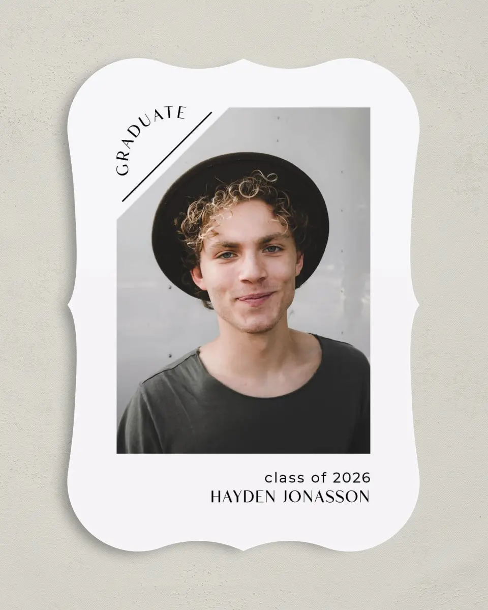 This is a 5" x 7" Graduation Announcement Card called Slice of Success printed in full color on Premium Smooth paper