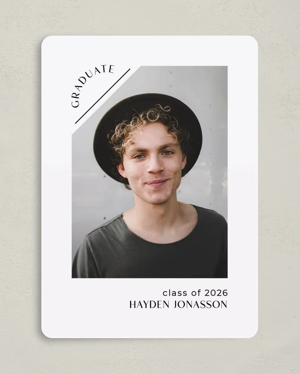 This is a 5" x 7" Graduation Announcement Card called Slice of Success printed in full color on Premium Smooth paper