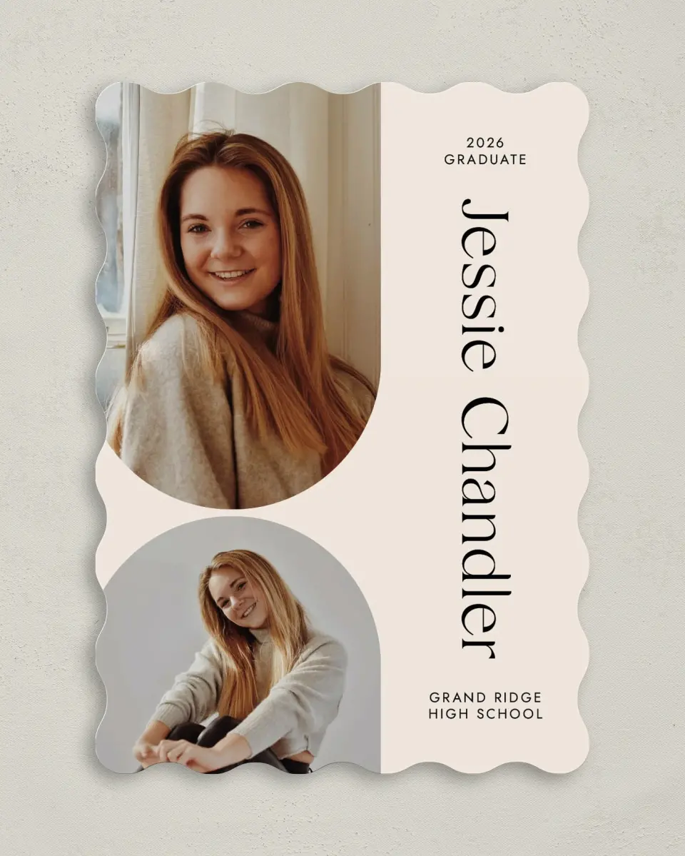 This is a 5" x 7" Graduation Announcement Card called Dynamic Duo printed in full color on Premium Smooth paper