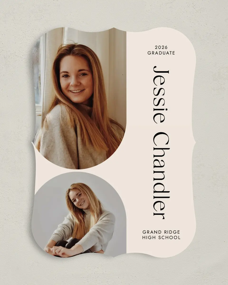 This is a 5" x 7" Graduation Announcement Card called Dynamic Duo printed in full color on Premium Smooth paper