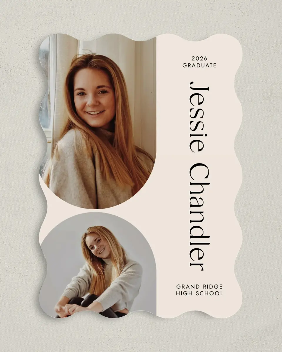 This is a 5" x 7" Graduation Announcement Card called Dynamic Duo printed in full color on Premium Smooth paper