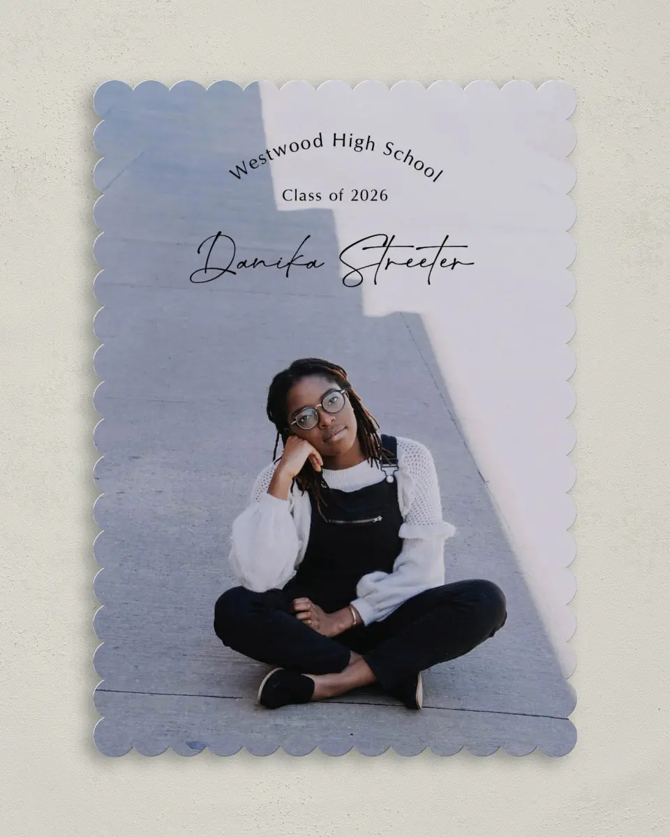 This is a 5" x 7" Graduation Announcement Card called Academic Arch printed in full color on Premium Smooth paper