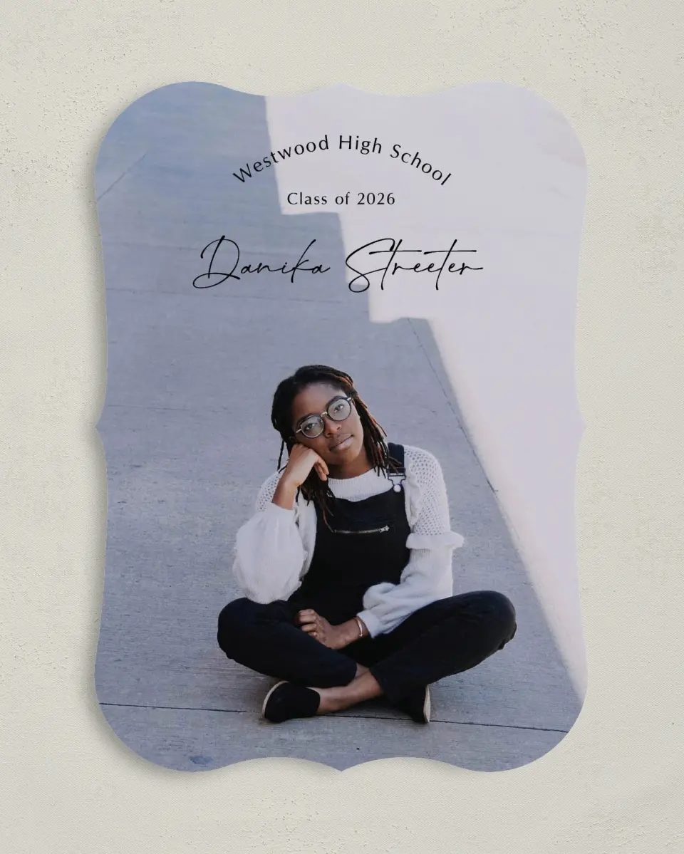 This is a 5" x 7" Graduation Announcement Card called Academic Arch printed in full color on Premium Smooth paper