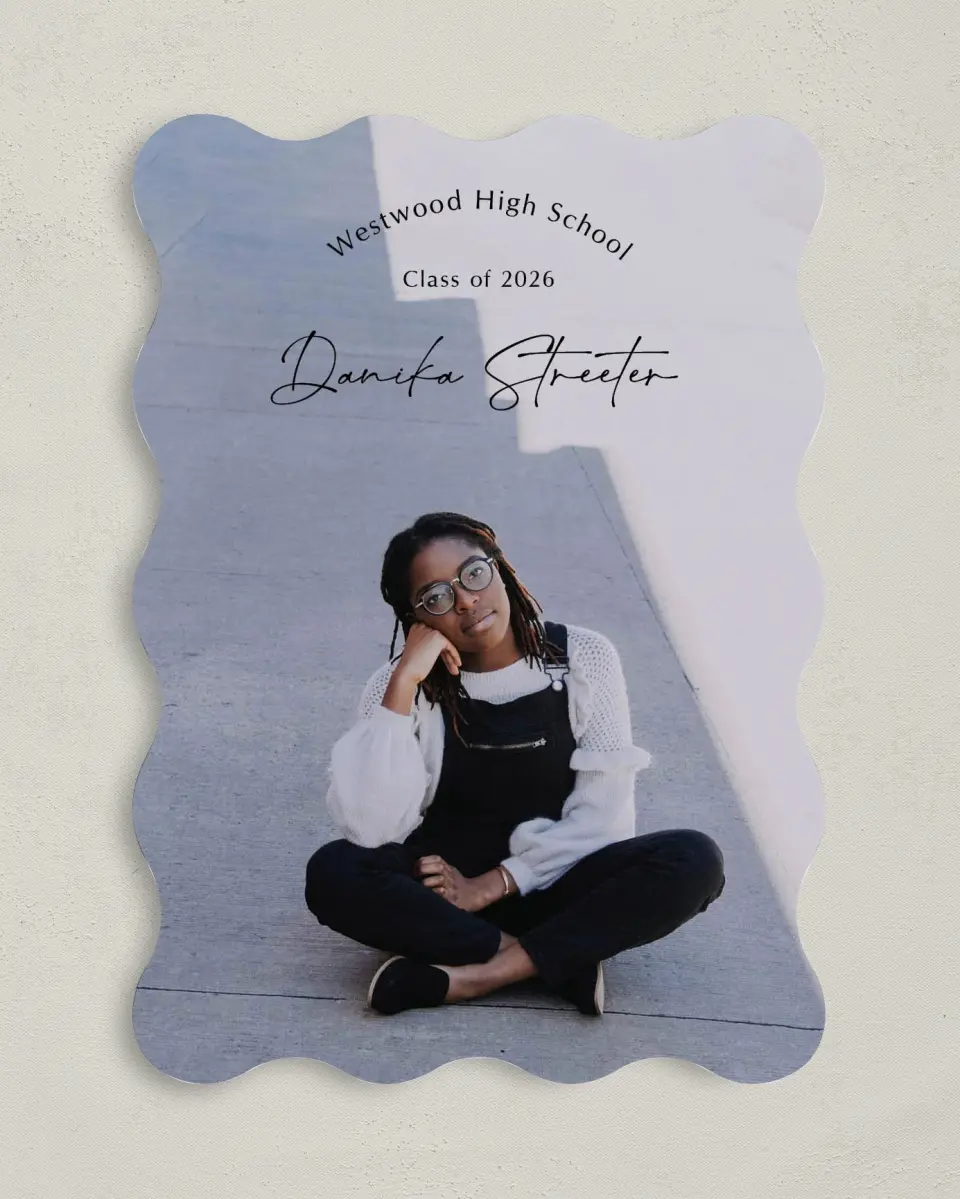 This is a 5" x 7" Graduation Announcement Card called Academic Arch printed in full color on Premium Smooth paper