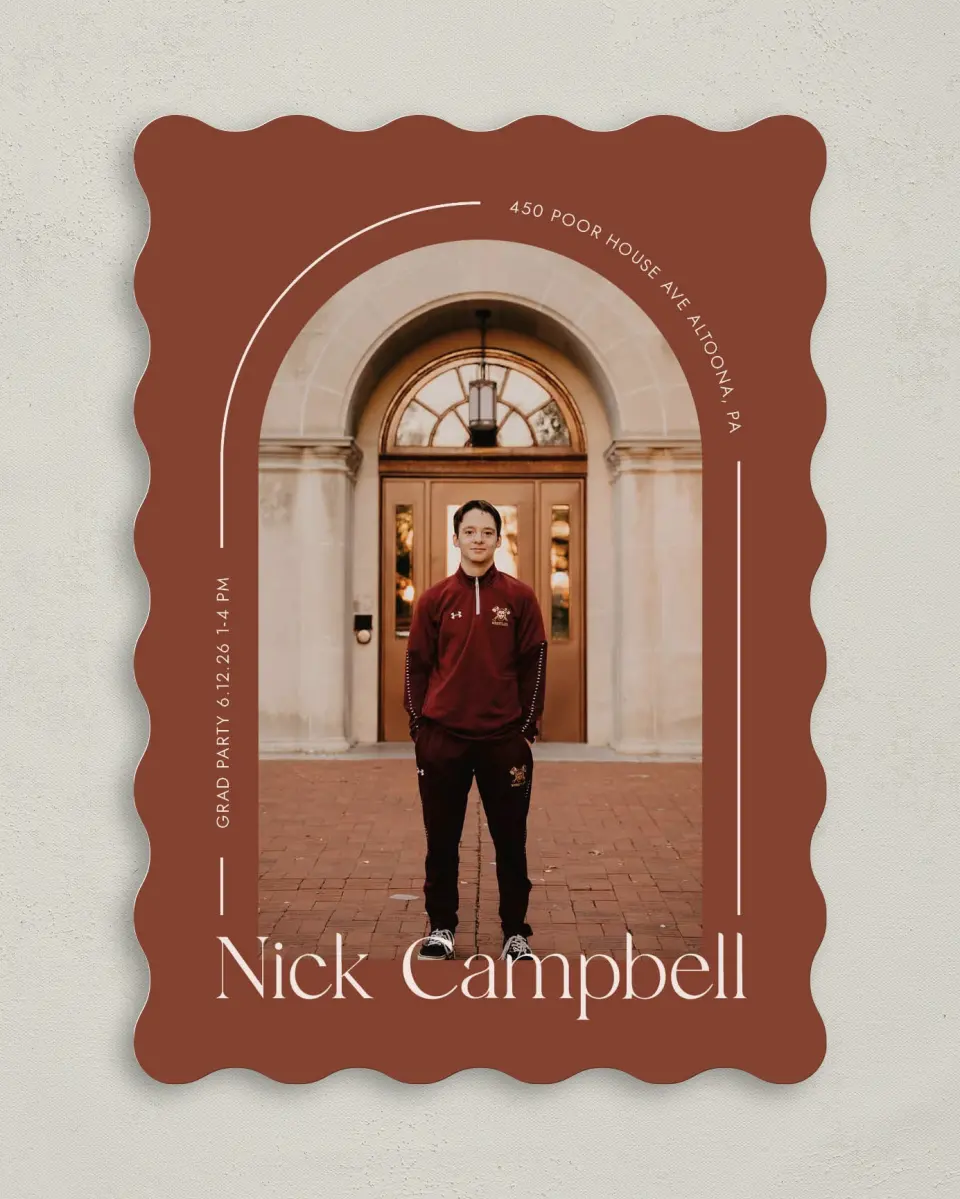 This is a 5" x 7" Graduation Announcement Card called Victory Lap printed in full color on Premium Smooth paper