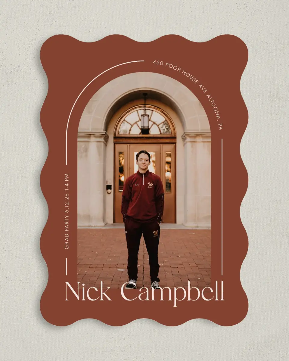 This is a 5" x 7" Graduation Announcement Card called Victory Lap printed in full color on Premium Smooth paper