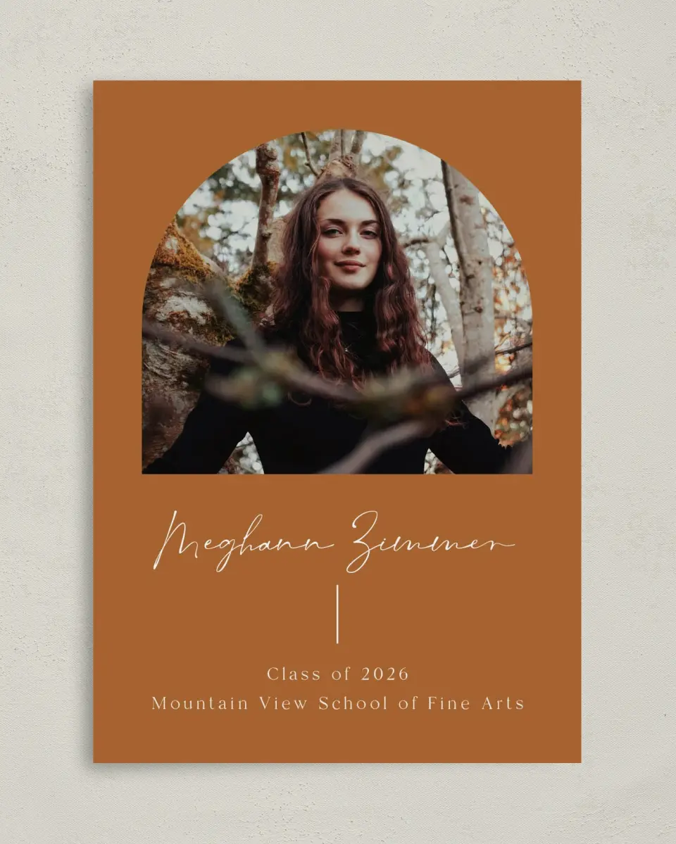 This is a 5" x 7" Graduation Announcement Card called Simple Signature printed in full color on Premium Smooth paper