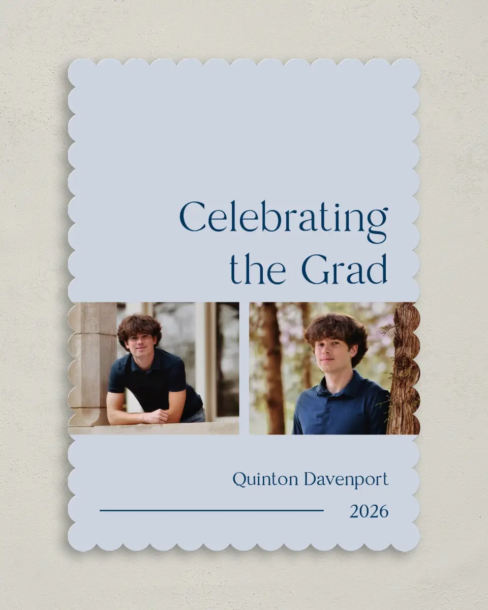 This is a 5" x 7" Graduation Announcement Card called Honored Grad printed in full color on Premium Smooth paper