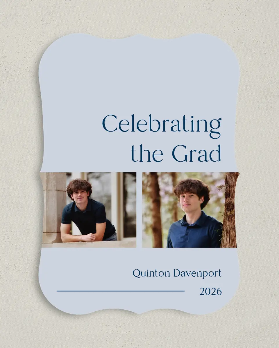 This is a 5" x 7" Graduation Announcement Card called Honored Grad printed in full color on Premium Smooth paper