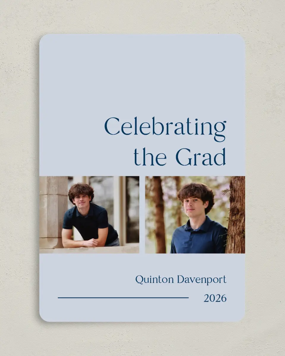 This is a 5" x 7" Graduation Announcement Card called Honored Grad printed in full color on Premium Smooth paper