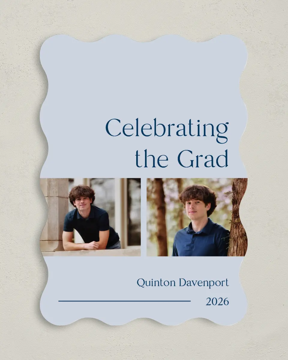 This is a 5" x 7" Graduation Announcement Card called Honored Grad printed in full color on Premium Smooth paper