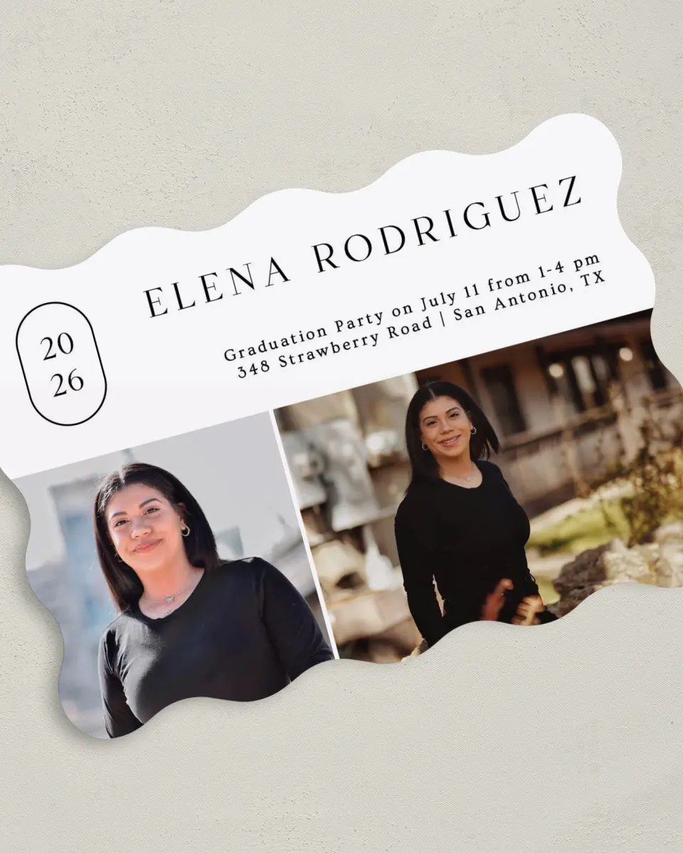 This is a 5" x 7" Graduation Announcement Card called Badge of Honor printed in full color on Premium Smooth paper