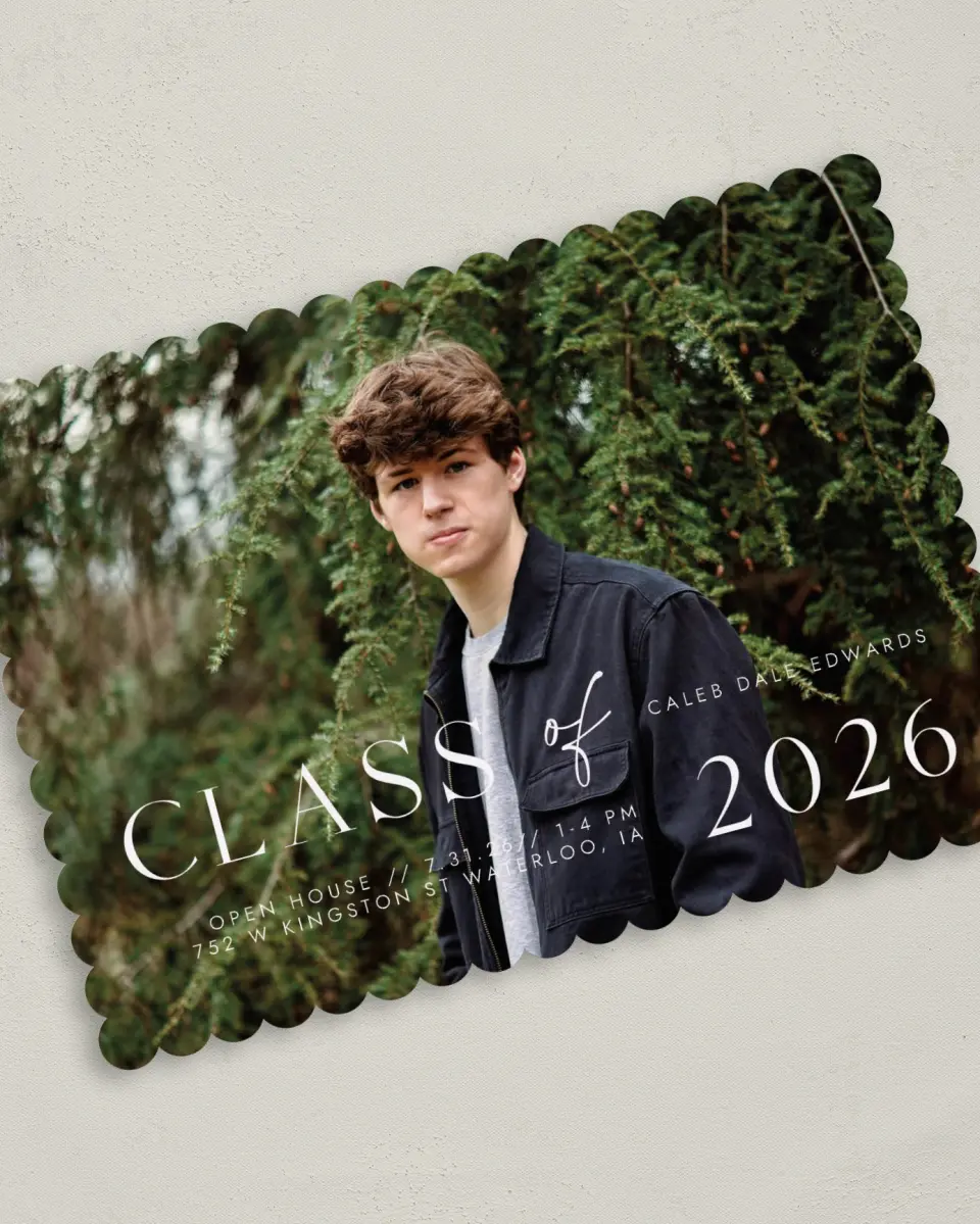 This is a 5" x 7" Graduation Announcement Card called New Start printed in full color on Premium Smooth paper