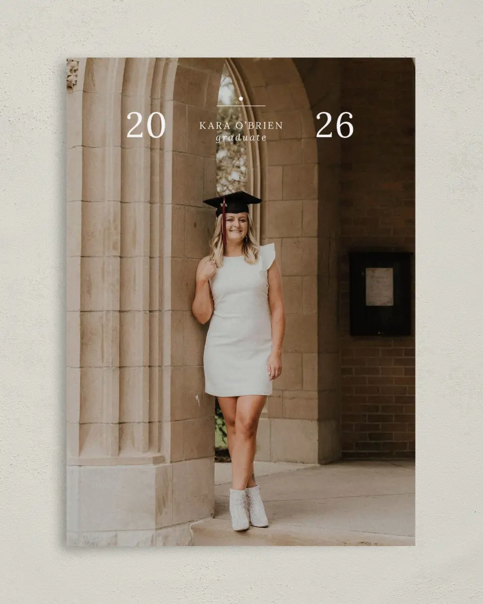 This is a 5" x 7" Graduation Announcement Card called Daring Dreams printed in full color on Premium Smooth paper