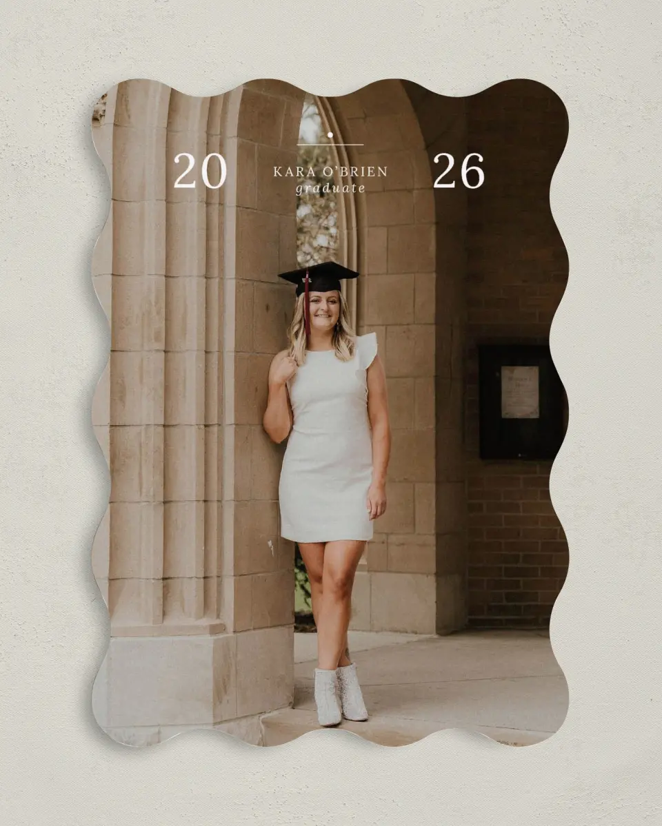 This is a 5" x 7" Graduation Announcement Card called Daring Dreams printed in full color on Premium Smooth paper