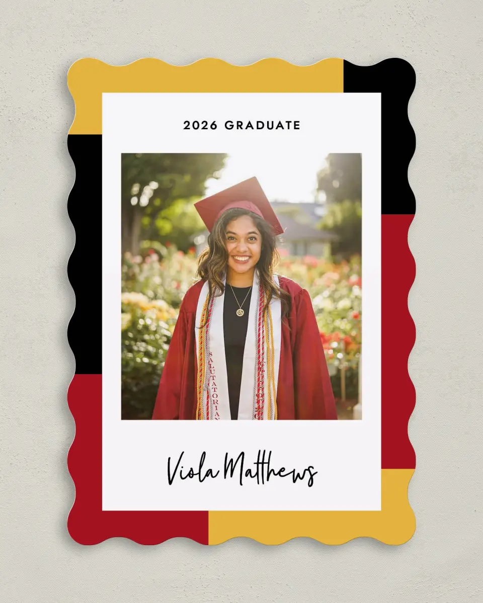 This is a 5" x 7" Graduation Announcement Card called Proud Pursuit printed in full color on Premium Smooth paper