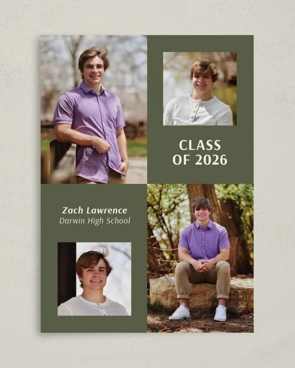 This is a 5" x 7" Graduation Announcement Card called Simple Snapshot printed in full color on Premium Smooth paper