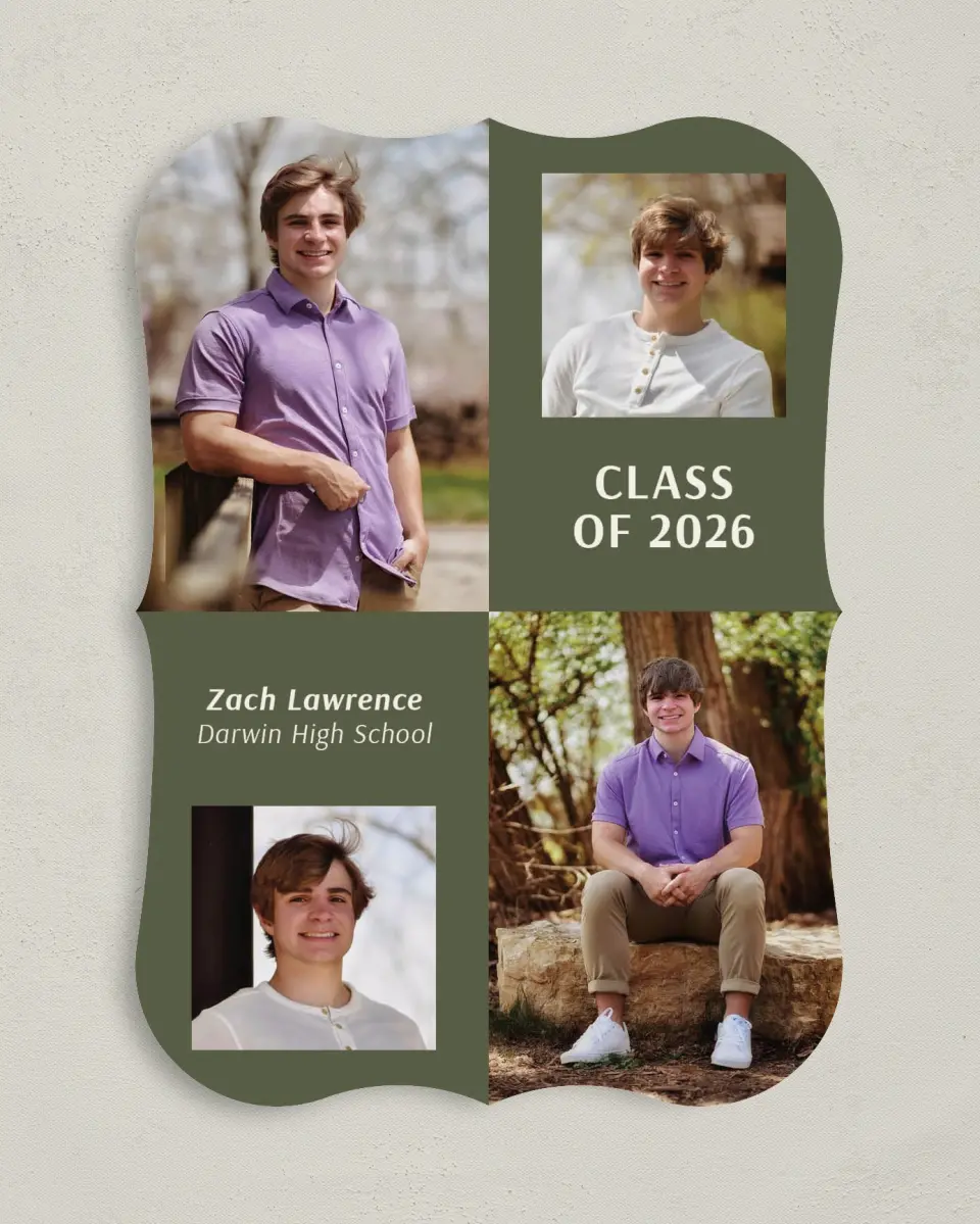 This is a 5" x 7" Graduation Announcement Card called Simple Snapshot printed in full color on Premium Smooth paper