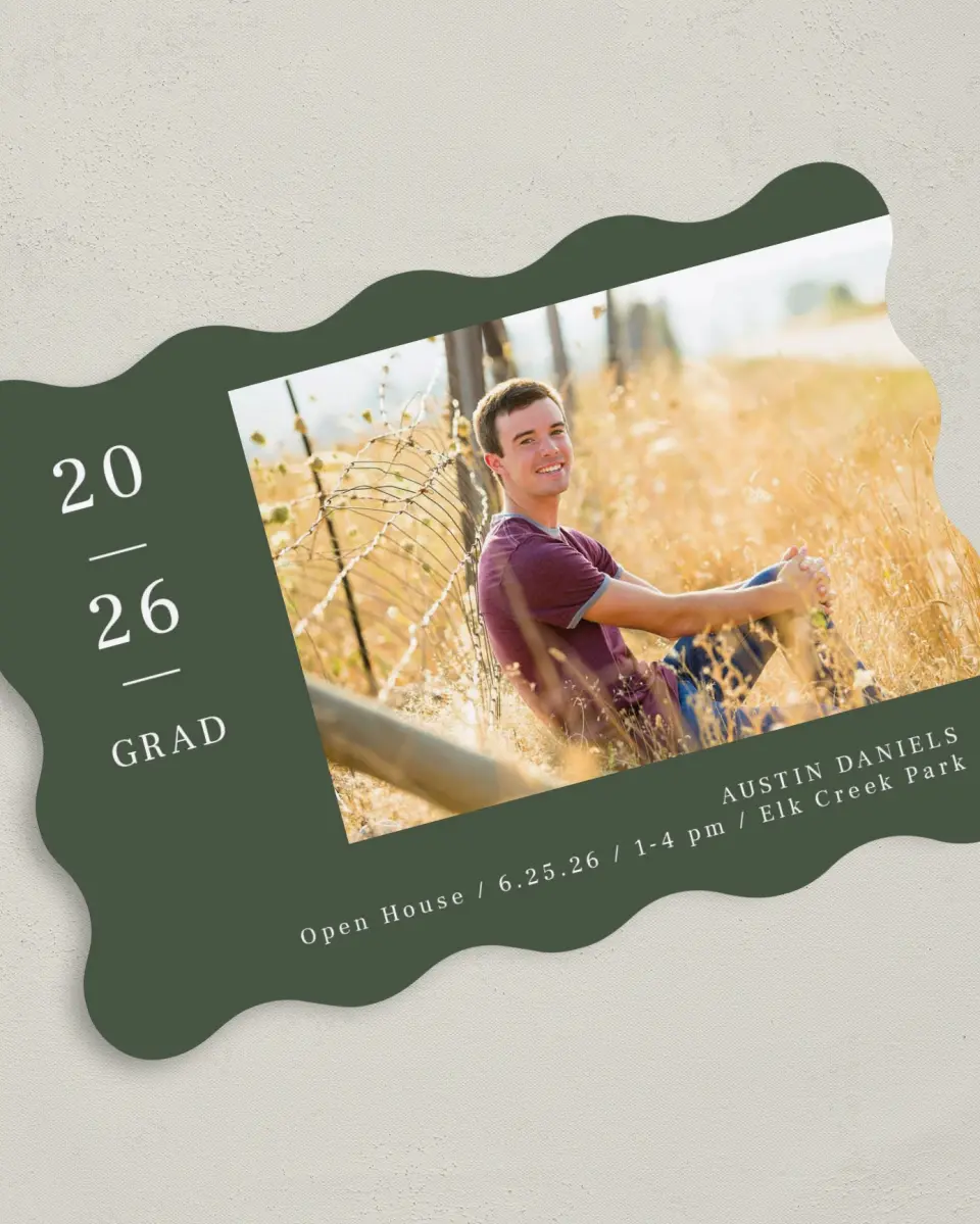 This is a 5" x 7" Graduation Announcement Card called Timeless Graduate printed in full color on Premium Smooth paper