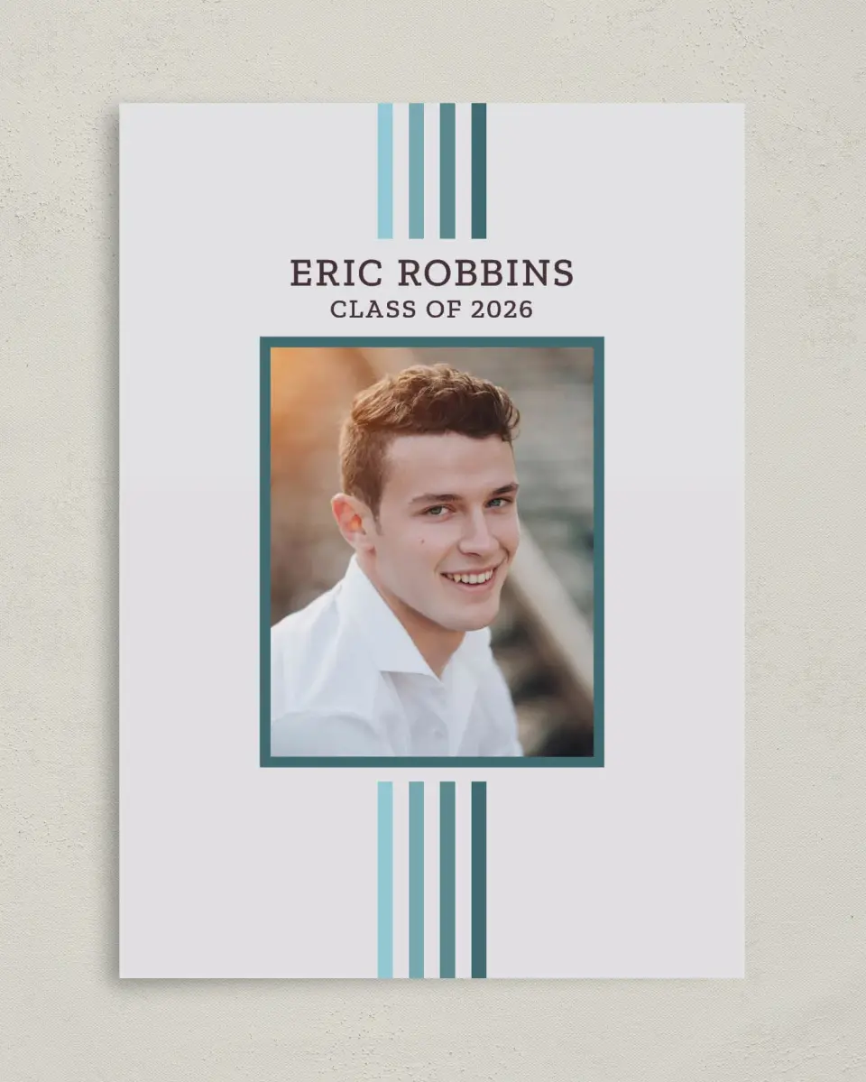 This is a 5" x 7" Graduation Announcement Card called Successful Stripes printed in full color on Premium Smooth paper