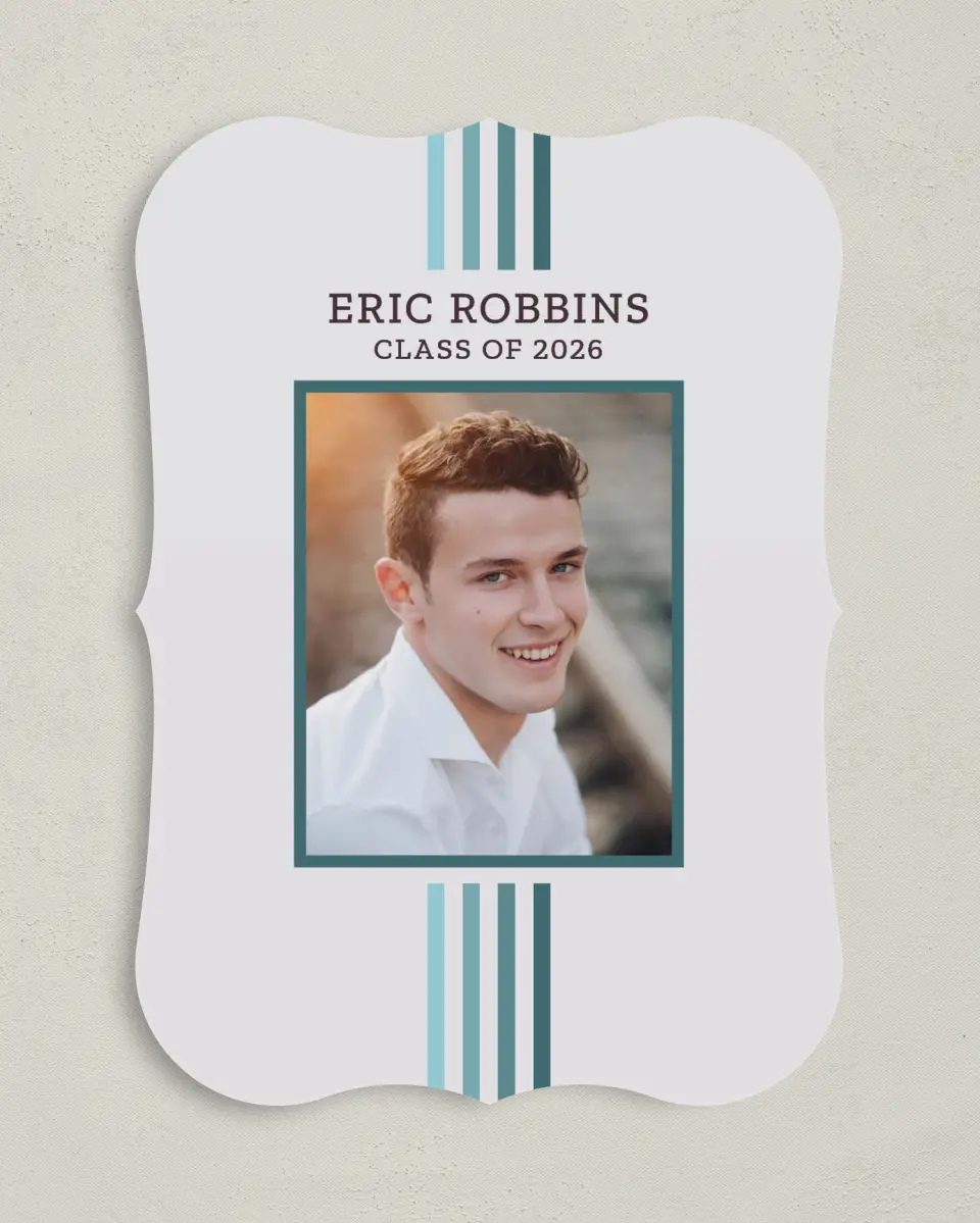 This is a 5" x 7" Graduation Announcement Card called Successful Stripes printed in full color on Premium Smooth paper