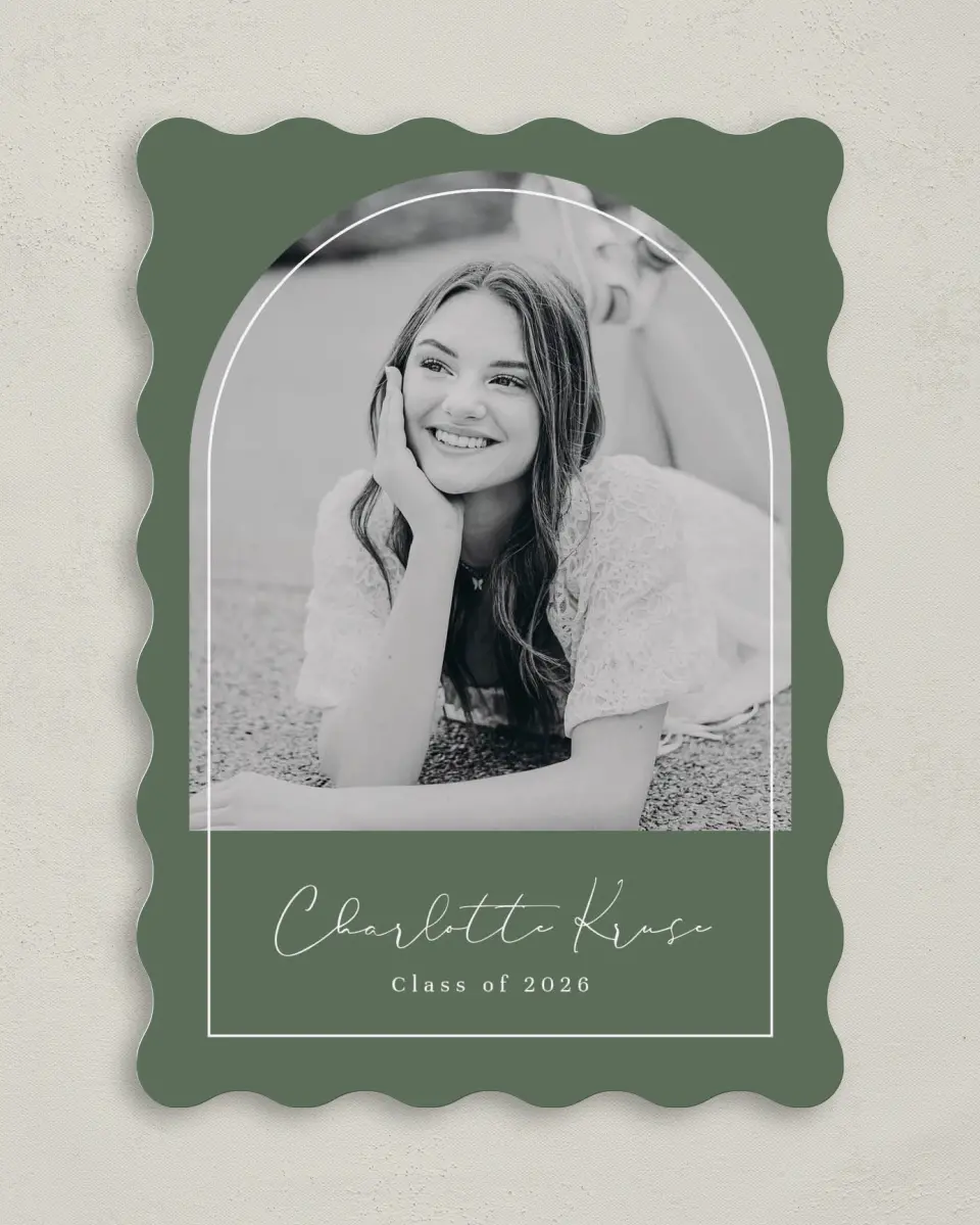This is a 5" x 7" Graduation Announcement Card called Arched Frame printed in full color on Premium Smooth paper