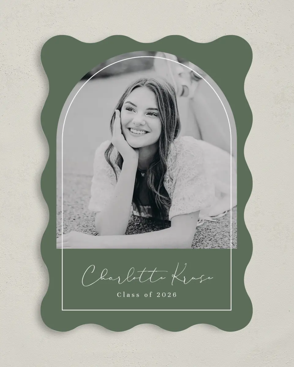 This is a 5" x 7" Graduation Announcement Card called Arched Frame printed in full color on Premium Smooth paper