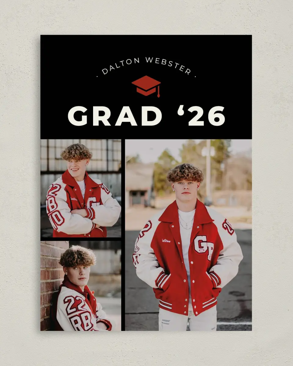 This is a 5" x 7" Graduation Announcement Card called Cool & Classic printed in full color on Premium Smooth paper